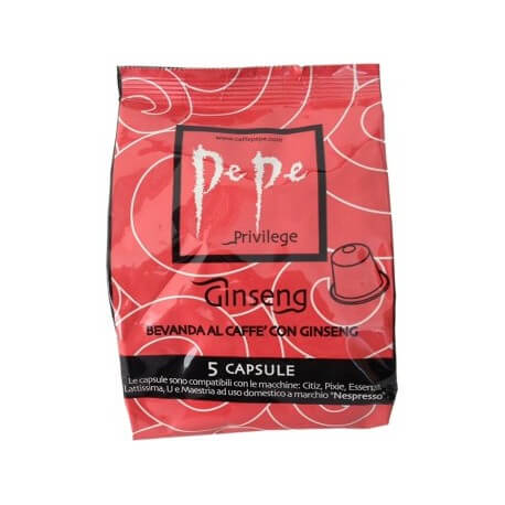 Caffè al Ginseng Pepe Compatibile su Macchine da caffè Nespresso 5 Capsule.